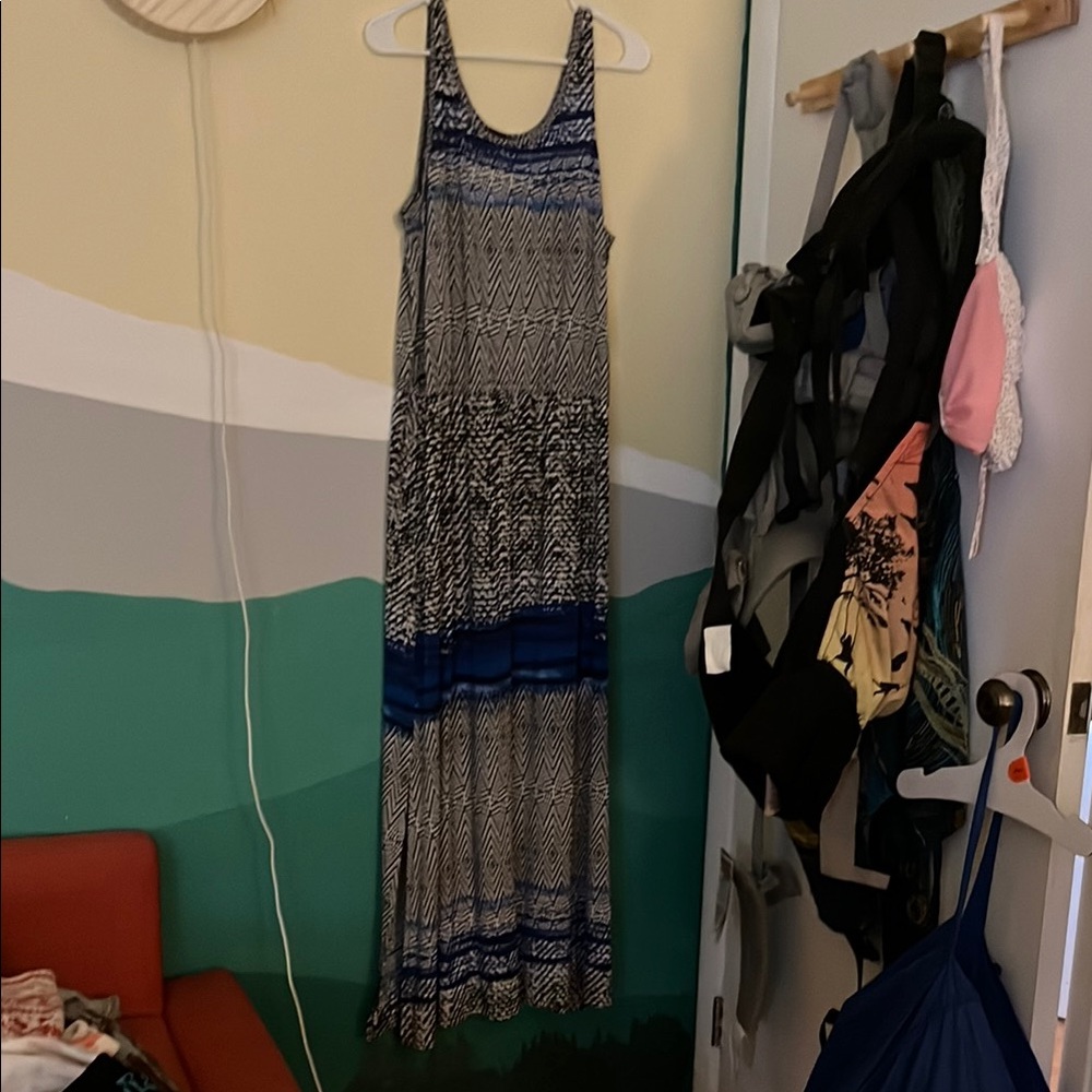 Blue Patterned Maxi Dress